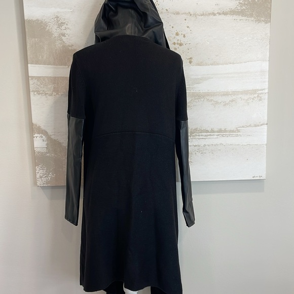 Blank NYC hooded long Faux leather knit cardigan with hood size large - Picture 5 of 7